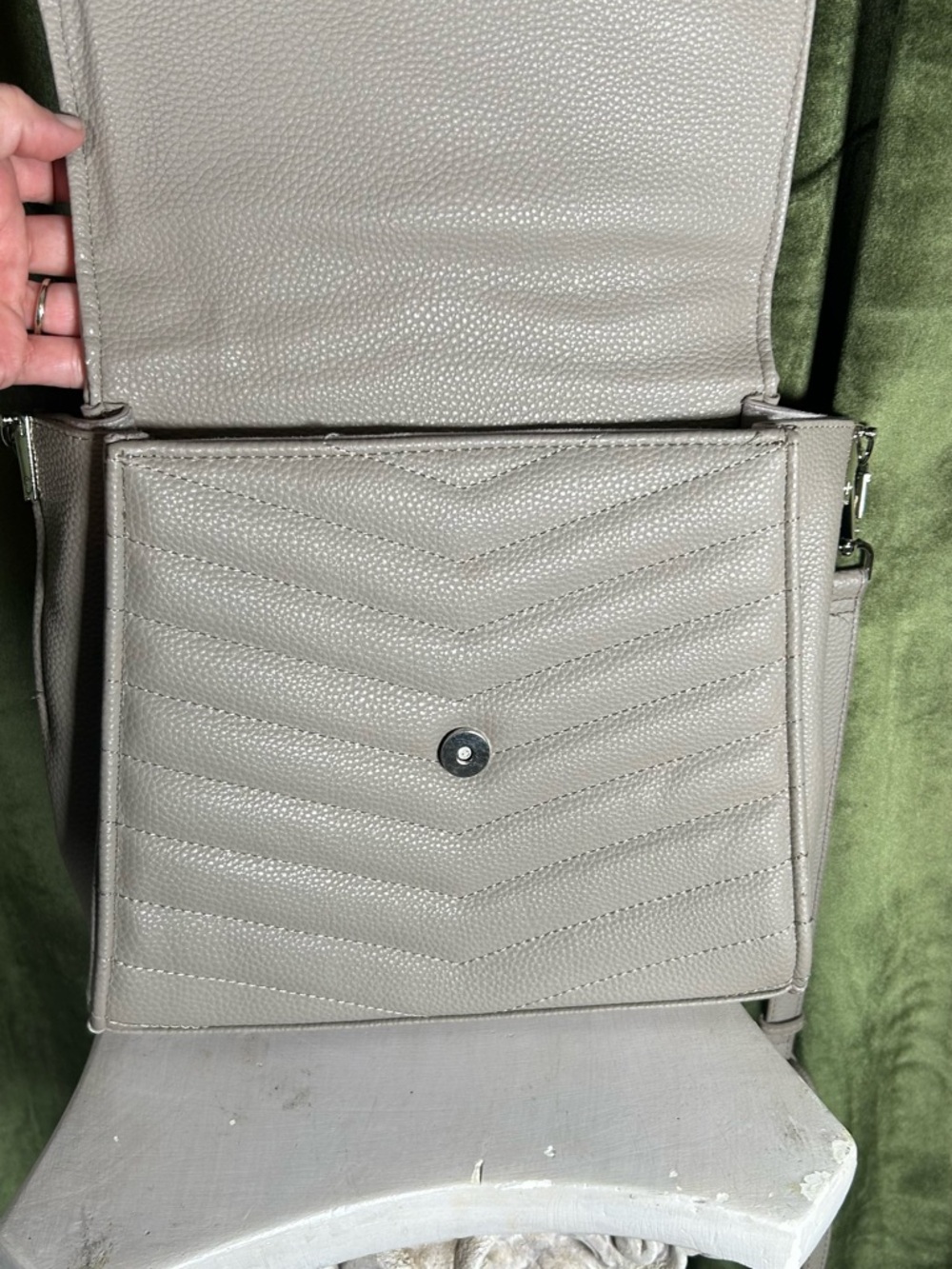 Steve Madden Chevron Quilted Satchel – Ice Gray - Picture 5 of 11